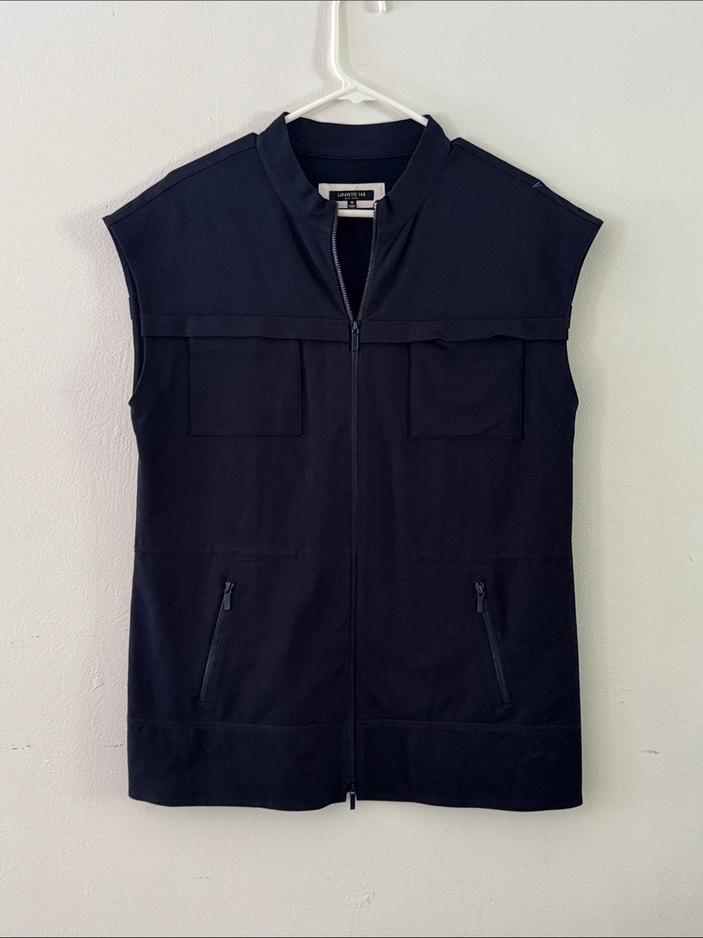 Lafayette 148 New York Navy Zip-Front Vest Sz M